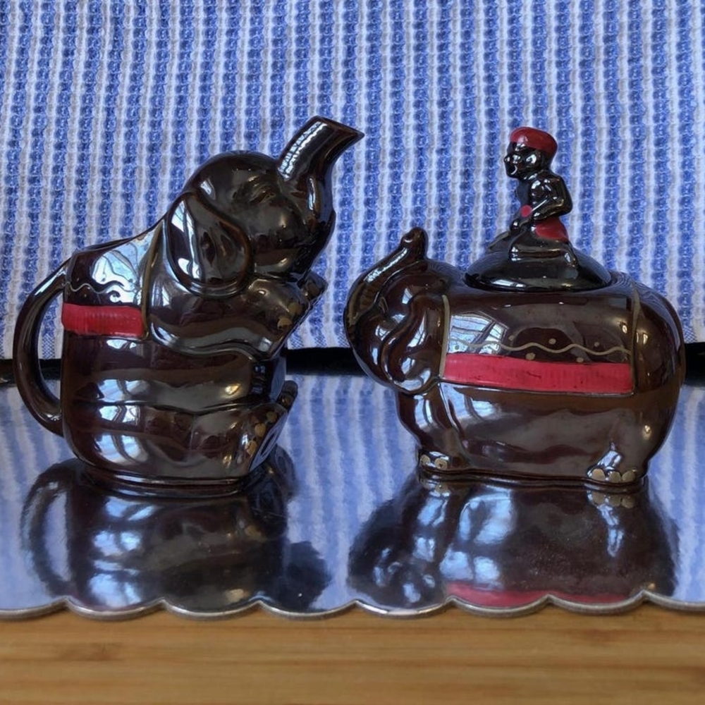 Elephant Boy Teapot Set with Creamer  NAPCO JAPAN